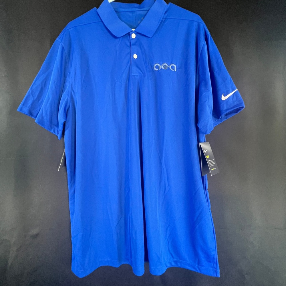 Nike Golf Dri-FIT Mens Blue Short Sleeve Polo Shirt AEA Logo BV0356-480 XL